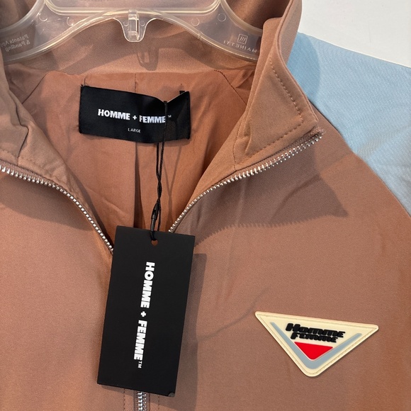 Homme and Femme  Brown and Blue Track Jacket mens large - Picture 2 of 3